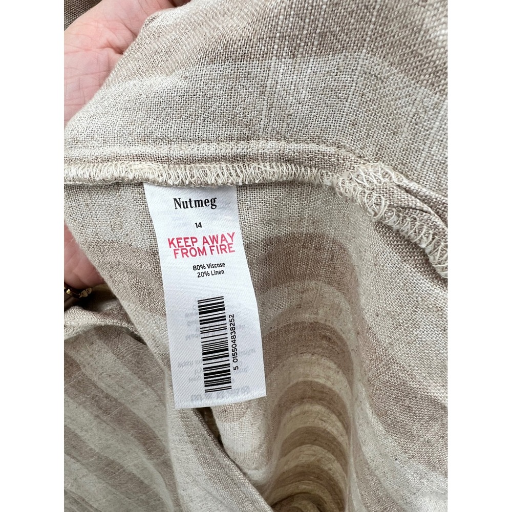 Nutmeg Tan Beige Striped Linen Blend Single Button Blazer Jacket Size US 10 - Picture 5 of 8